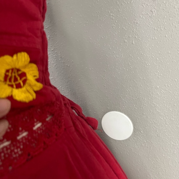 Red Halter Neck Embroidered Dress - Picture 4 of 5